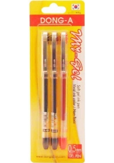 Dong-a My-gel İğne Uçlu Kalem 3'lü Blister 0.5 MM. 2mavi/1kırmızı
