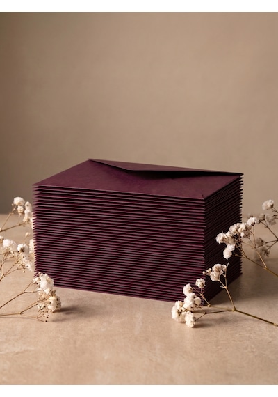 25 Adet 13x18 Cm Premium Kalite Davetiye Zarfı Bordo