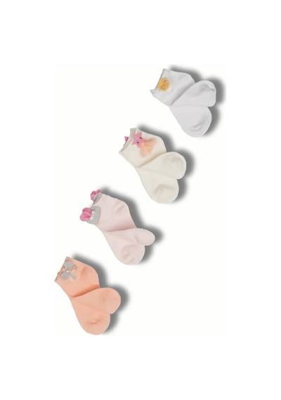Kıpırık Baby 2 Çift Kız Çocuk Turuncu Aksesuar Detaylı Soket Çorap-1107 Turuncu
