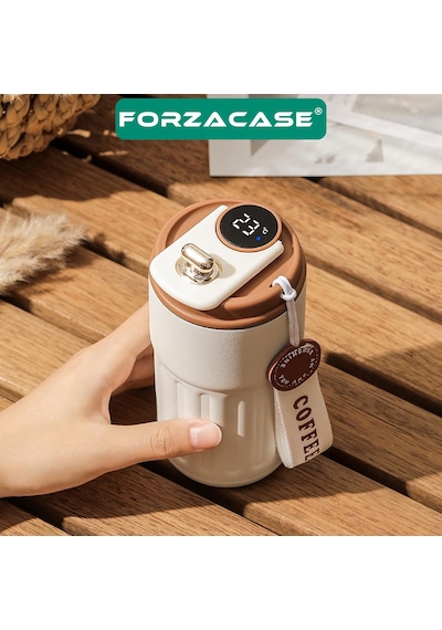 Forzacase Paslanmaz Çelik Termometreli 450 Ml Çay Kahve Termosu - Fc944 Mavi Mavi