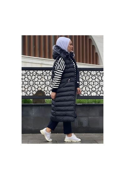 Çınar Boutique Büyük Beden Şişme Yelek Siyah Siyah