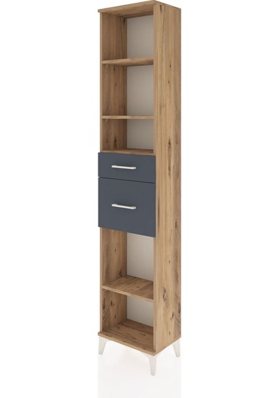 Arges Dolap 4 Raflı 2 Çekmeceli 44x30x221 Çam-antrasit Atlas Çam