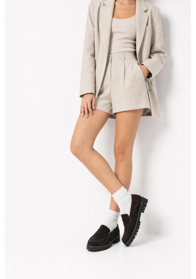 Luvi Shoes Vıonel Kahverengi Süet Hakiki Deri Kadın Loafer Ayakkabı