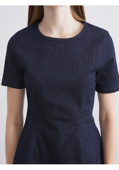 Lcw Vision İndigo Bisiklet Yaka Peplum Jean Bluz