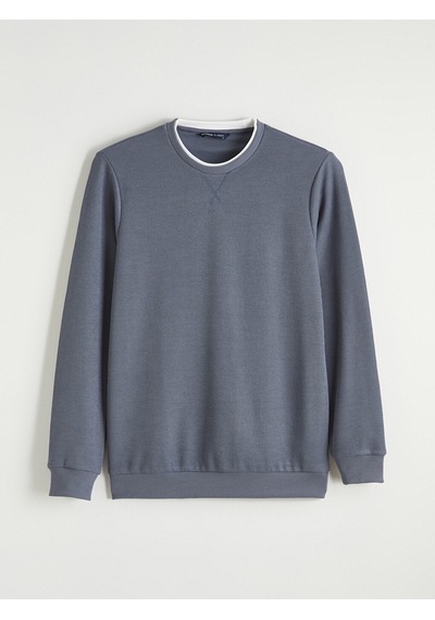 Lcwaıkıkı Classic İndigo Bisiklet Yaka Erkek Sweatshirt