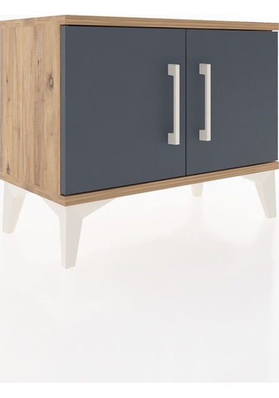 Arges Komodin Tek Raflı 2 Kapaklı 60x30x48 Çam-antrasit Çam