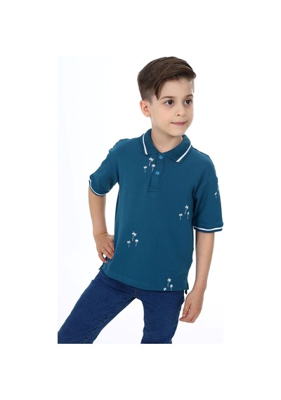 Toontoy Kids Toontoy Erkek Çocuk Baskılı Polo Yaka Düğmeli Kısa Kollu Tişört Petrol Mavi Toontoy Kids Toontoy Erkek Çocuk Baskılı Polo Yaka Düğmeli Kısa Kollu Tişört Petrol Mavi