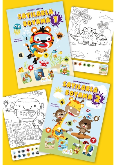 Kodlamalı Eğlenceli Aktivite - Sayılarla Boyama Kitabı Set 2 Kitap