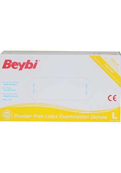 Beybi Lateks Pudrasız Muayene Eldiveni 100'lü x 20 Adet Beyaz L