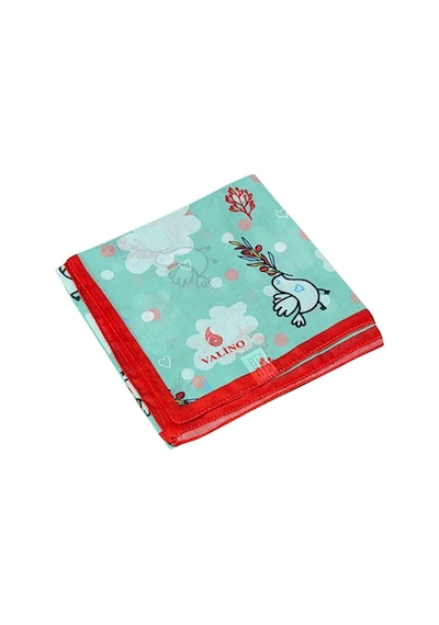 Mim Eşarp Valino Soft Pamuk Çocuk Desenli Eşarp 70x70 Cm Su Yeşili - Kırmızı - Kuş