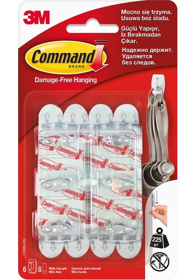 Command Mini Askı 6'lı 4 Adet Çok Renkli
