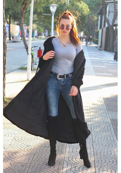 Barbora Kışlık Kürk Kadın Ceket Tam Boy tr296siyah