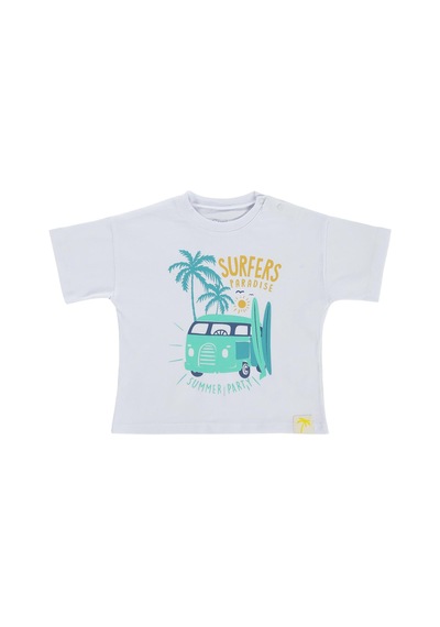 Civil Baby Surfers Paradise Baskılı 6-18 Ay Tişört - Beyaz