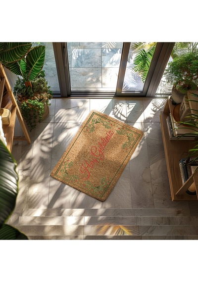 Home Hoşgeldiniz Kelebek Dekoratif Çok Amaçlı Iç Ve Dış Kapı Paspası Ekru