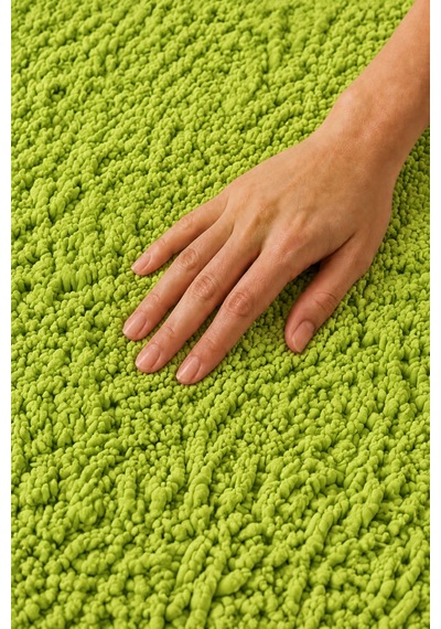 Kaymaz Jel Tabanlı Yıkanabilir Peluş Yumuşak Dokulu Dekoratif Tekli Banyo Paspası 60x100 Cm Yeşil