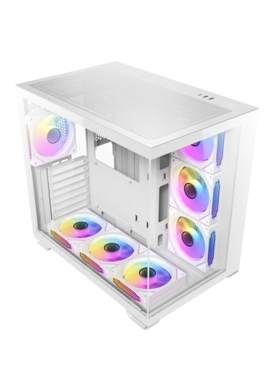 Antec Cx Mirror Mid Tower Oyuncu Kasası - 270 Panoramik Temperli Cam - 7x120mm Argb Fan - Atx / Micro-atx / Itx - Usb Type-c - Rtx 50 Serisi Uyumlu - Çift Bölmeli Tasarım Beyaz