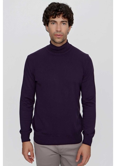 Morven Basic Dinamik Fit Rahat Kesim Balıkçı Yaka Triko Kazak 99kc017003309 Mor