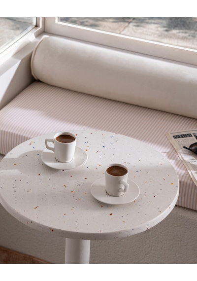 Madame Coco Rain 6 Kişilik 12 Parça Kahve Fincan Seti - Beyaz - 90 Ml 8684427348758 Çok Renkli
