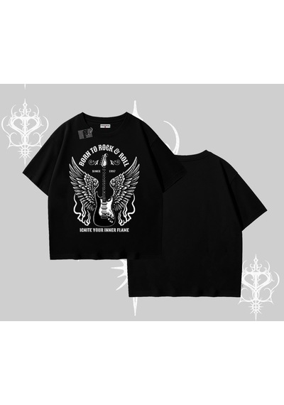 Tarzsokak Oversize Tshirt Born To Rock Eternal Flame Legacy Siyah