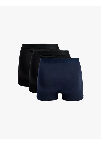 Koton Pamuklu Regular Fit Etiket Detaylı 3 Lü Boxer Seti Lacivert 7wlm90004mk