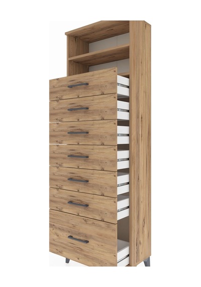 Arges Dolap 2 Raflı 7 Çekmeceli 60x30x182 Çam-çam Atlas Çam