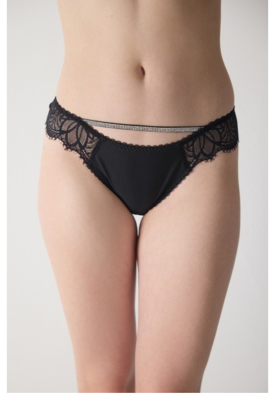 Magic Form Önü Taşlı Arkası Dantelli Kadın Tanga Külot Siyah - 704125038 Siyah