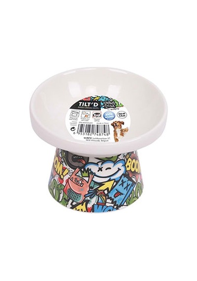 M-pets Urban Style Seramik Kedi Mama Ve Su Kabı Color Mix 150 Ml 10,5x10,6x8 Cm 244-51022.01