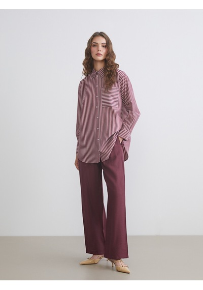 Lcw Modest Mürdüm Beli Lastikli Geniş Paça Kadın Pantolon