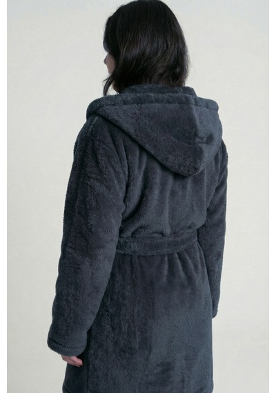 Kapüşonlu Wellsoft Sabahlık & Peluş Bornoz - Yumuşak, Polar Unisex Sabahlık Antrasıt/s/m Antrasit