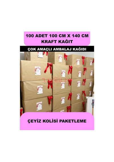 100 Adet 100cm X 140cm 100 Gr. Kraft Ambalaj Kağıdı, Çeyiz Ev Eşyası Hediye Ürün Paketleme, Çocuk Etkinlikleri