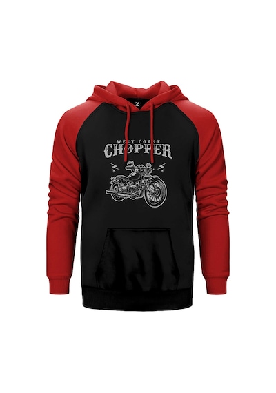 West Coast Choppers Customs Kırmızı Renk Reglan Kol Kapşonlu Sweatshirt Kırmızı