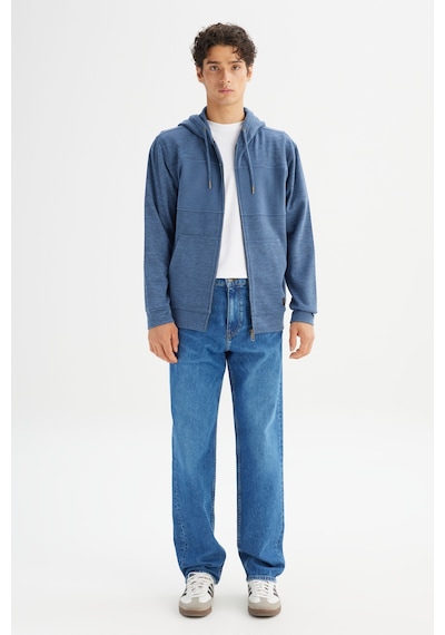 Lee Regular Fit Normal Kesim Cepli İçi Polarlı Kapüşonlu Fermuarlı Sweatshirt Mavi