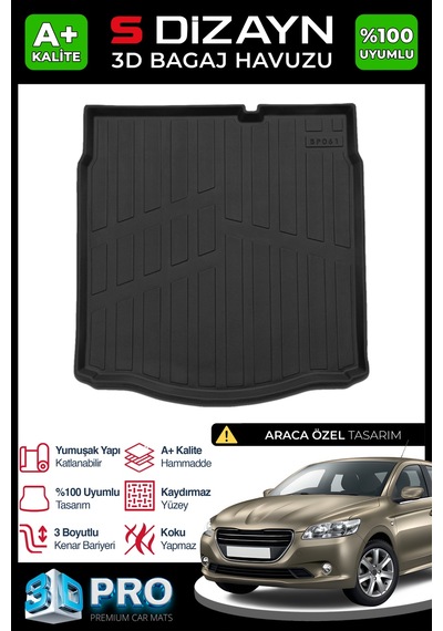 S-dizayn Peugeot 301 3d Pro Bagaj Havuzu 2012 Üzeri A+ Kalite