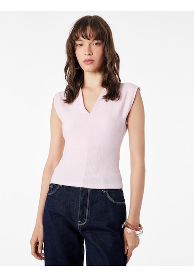 Koton Dokulu Kolsuz Slim Fit V Yaka Bluz Pembe 6sal30197ık Gül
