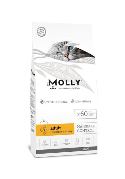 Molly Düşük Tahıllı Hypoallergenic Tavuklu Ve Hamsili Yetişkin Kedi Maması 2 Kg