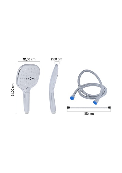 Aqua Bagno Zero El Duşu - Duş Spirali Hortumu Set 2 Parça Krom