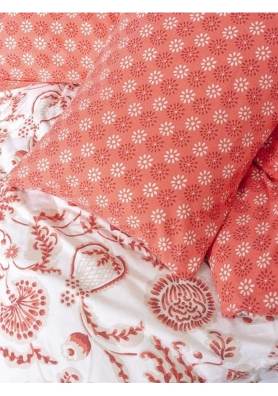 Cotton Box Flanel Nevresim Takımı Çift Kişilik Flowerland Kırmızı