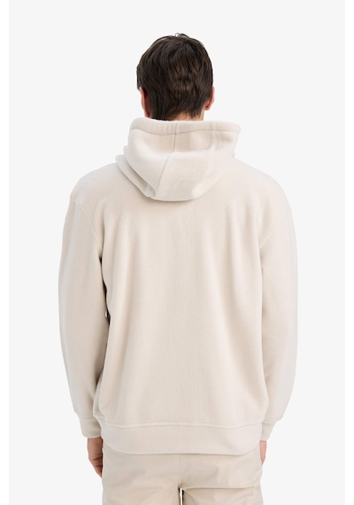 Defacto Boxy Fıt Kapüşonlu Fermuarlı Polar Sweatshirt F0074AX25AU Bej