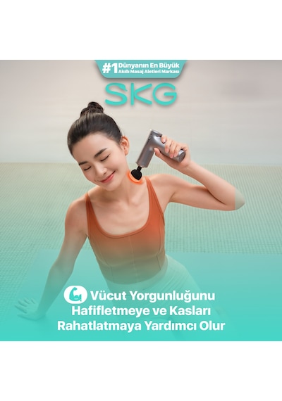 SKG F1 Pro Şarjlı Masaj Tabancası | 6 Darbe Yoğunluğu, 4 Farklı Başlık, Portatif Tasarım, Bütün Vücut Uyumlu
