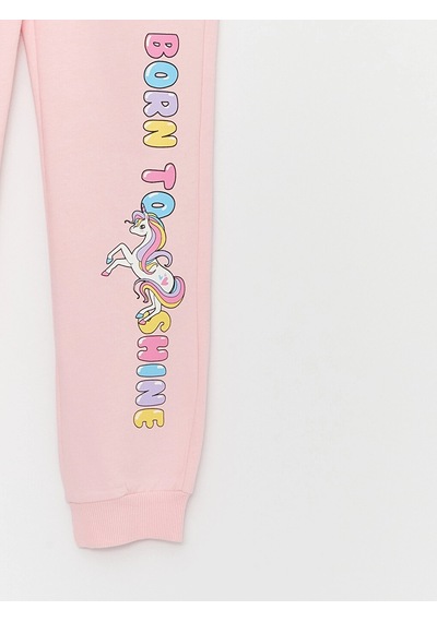 LC Waikiki Lcw Kids Pembe Beli Lastikli Baskılı Kız Çocuk Eşofman Altı Pınk