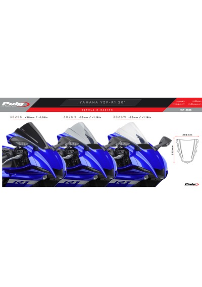 Yamaha Yzf-r1 Yzf-r1m 2020-2025 Puig Z-racing Füme Ön Cam Füme
