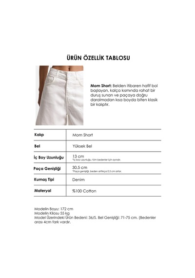 Itsbasic Kadın Kırık Beyaz 7s6-101 Mom Relax Denim Şort
