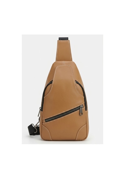 Levano Leather %100 Hakiki Dana Derisi Renkli Göğüs Çantası Çok Bölmeli Çapraz Body Bag & Omuz Çantası 32x20 Cm Kahverengi