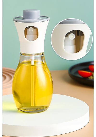 Cam Şişeli Spreyli 220 Ml Yağdanlık Sosluk Çok Amaçlı Sirkelik Beyaz