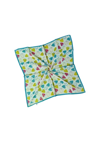 Mim Eşarp Valino Soft Pamuk Çocuk Desenli Eşarp 70x70 Cm Açık İndigo - Çilek