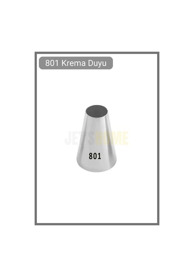 801 Yuvarlak Desen Krema Duyu Büyük Boy Pasta Duyu Paslanmaz Çelik Krema Torbası Ucu 2.4x6.5x4.5 Cm Metalik Gri