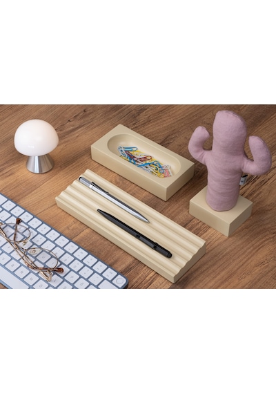 Kayigo Woody Krem Üçlü Ofis  Seti - Pembe Cactus