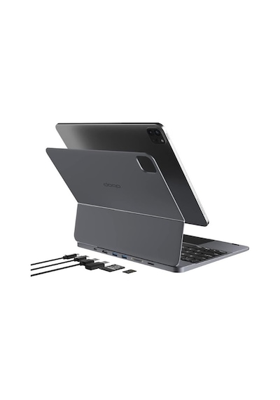 Doqo Apple Uyumlu iPad Air/pro 11 Klavye Kılıfı 7 Si 1 Arada Hub, Hdmı, Usb-c, Trackpad, Arkadan Aydınlatmalı