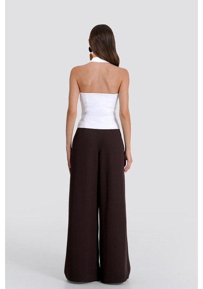 Thalure Kadın Beyaz Halter Yaka Crop Yelek