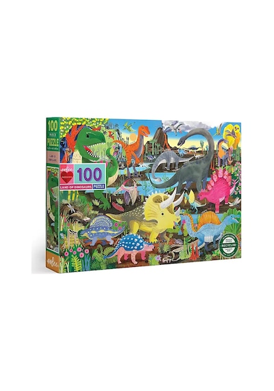 Eeboo 100 Parça Yapboz - Land Of Dinosaurs